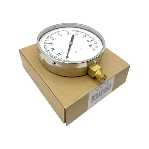 Zoro Select 18C749 Pressure Gauge 0-100 PSI Stainless Steel Brass Fitting