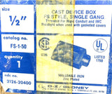 O-Z Gedney FS-1-50 Single Gang Rigid Cast Iron Device Outlet Box 1/2" HUB