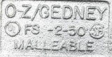 O-Z Gedney FS-2-50  Two-Gang Rigid Cast Iron Device Outlet Box 1/2" HUB
