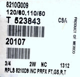 ASCO 821G009 Red Hat Brass-Body Pilot Operated Solenoid Valve 3/4" NPT 24VDC