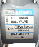 Hayward LB115 True Union Ball Valve 1/2IN PVC EPDM NSF/ANSI61