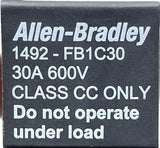 Lot of (3) Allen-Bradley 1492-FB1C30 Ser. B Fuseholder 30A 600V Class CC Fuses