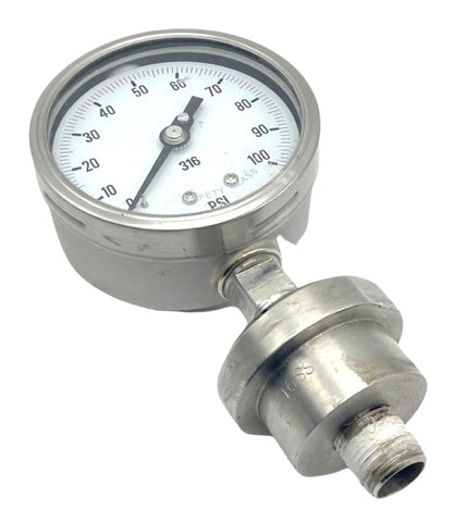 PIC 4001-2LE Heavy Duty Air Pressure Gauge 4" SST 1/2" NPT Lower 0-100PSI