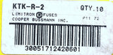 Bussmann Buss KTK-R-2 Limitron Fast-Acting Fuse 2A 600V Class CC - Box of (7)