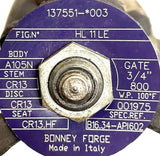 Bonney Forge HL 11-LE 3/4"- 800 Threaded Globe Valve A105N Body 100°F Max