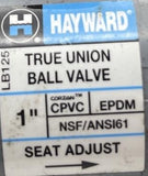 Hayward LB125 True Union Ball Valve 1" CPVC EPDM NSF/ANSI61 Full Port