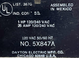 Dayton 5X847A Open Power Relay 1HP 120/240VAC 25A 8-Pin DPDT