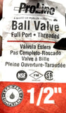 ProLine 107-403NL Ball Valve 1/2IN 150WSP 600WOG Full Port Brass