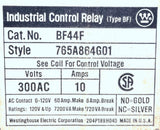 Westinghouse BF44F Industrial Control Relay 8-Pole 10A 300V 4 NO/NC 120VAC Coil