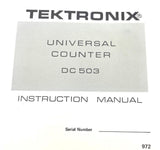 Tektronix DC 503 Universal Counter Instruction Manual