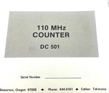 Tektronix DC 501 110MHz Counter Instruction Manual