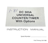 Tektronix DC 503A Universal Counter/Timer With Options Instruction Manual