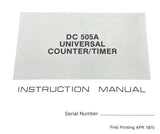 Tektronix DC 505A Universal Counter / Timer Instruction Manual