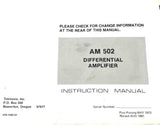 Tektronix AM 502 Differential Amplifier Instruction Manual