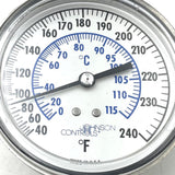 Johnson Controls T-2100-207 Flush Mount Analog Thermometer 40-240°F 0-115°C