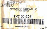Johnson Controls T-2100-207 Flush Mount Analog Thermometer 40-240°F 0-115°C