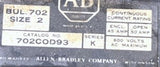 Allen Bradley 702COD93 Contactor 110V 50/60CY Size 2 Series K