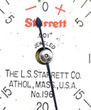 L.S. Starrett No. 196 Universal Back Plunger Dial Indicator Kit .001" Graduation