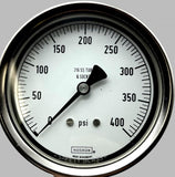 NOSHOK 40.400.400 PSI Pressure Gauge 1/2 Bottom Connector Stainless Steel