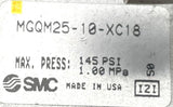 SMC MCQM25-10-XC18 Pneumatic Air Cylinder 145PSI 1.00MPa Double-Rod