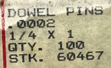 Allen Bradley 60467 Dowel Pins 1/4 x 1 .0002 (20 Count)