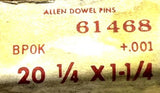 Allen Head 61468 Dowel Pins 1/4 x 1-1/4 +.0002 (20 Count)