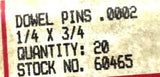 Allen Head 60465 Dowel Pins 1/4 x 3/4 +.0002 (20 Count)