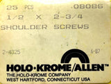 Holo-Krome/Allen 08086 Shoulder Screws 1/2" x 2-3/4" 25 Count Threaded