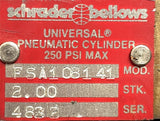Schrader Bellows FSA108141 Universal Pneumatic Cylinder 2" Stroke 250PSI Max