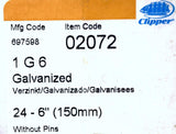 Clipper 02072 Galvanized Belt Fastener 6" Without Pins - Box of (12)