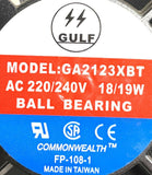 Gulf GA2123XBT Ball Bearing Square Welding Cooling Fan 220/240VAC 18/19W