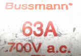 Lot of (3) Bussmann FWP-63A22F Electrical Fuse  63A 700VAC
