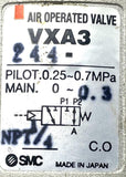 SMC VXA3 244 Air Operated Pilot Valve 0.25-0.7MPa 1/4" NPT