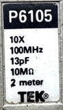 TEK P6105 Passive Oscilloscope 10X 100MHZ 13PF 10MΩ 2 Meter Gold