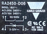 Carlo Gavazzi RA2450-D06 Solid State Relay 50A 240VAC 3-32 VDC 4kV