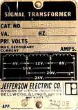 Jefferson Electric 231-151 Signal Transformer 500VA 120V 20A 50/60HZ