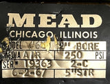 Mead Model #60 Pneumatic Air Cylinder 2" Bore 5" Stroke 250PSI Gold Metal Finish