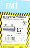 (Lot of 50) Halex EMT 62805B Set Screw Coupling 1/2" Chrome Finish