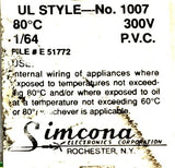 Simcona 1007 Electrical Wire 18AWG 500FT 300V 80°C Orange Shielded PVC