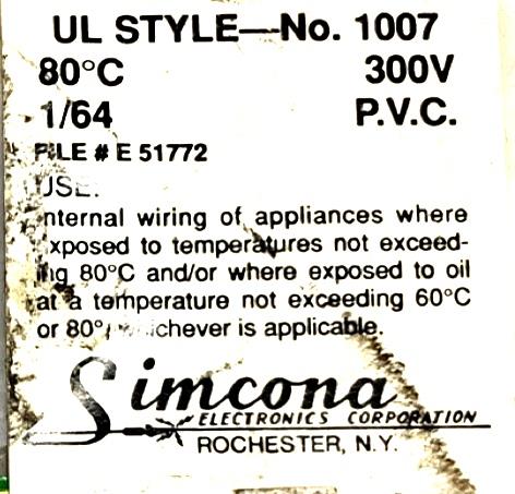 Simiconai Simcona 1007 Electrical Wire 18AWG 500FT 300V 80ยฐC Orange Shielded PVC