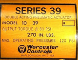 Worcester 10-39 Double-Acting Pneumatic Actuator W/ Honeywell BZE6-2RQ841-BP