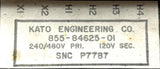 Kato Engineering 855-84625-01 Transformer 240/480V Pri. 120V Sec.