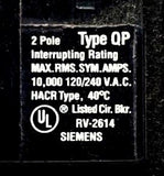 Siemens RV-2614 Circuit Breaker 2-Pole 120/240VAC 40°C 30A Plastic Enclosure