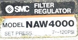 SMC NAW4000 Filter Regulator W/ Pressure Gauge 7-120PSI (Cover Missing)