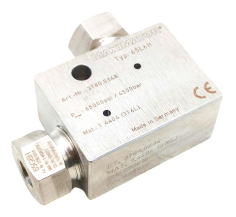 Maximator 65L6H High Pressure 90° Stainless Steel Elbow 65,000 PSI Max Pressure