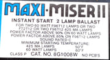 Valmont Electric 8G1008W Maxi-Miser II Instant Start 2 Lamp Ballast 60 Watt