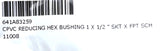(Lot of 5) Spears CPVC Reducing Hex Bushing 3/4" x 1/4" SKT x FPT SC Gray