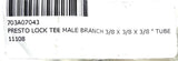(Lot of 3) Presto Lock Tee Male Branch 3/8" x 3/8" x 3/8" Brass Tube
