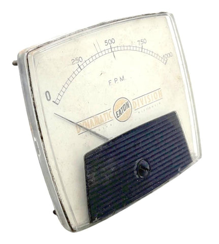 Eaton 0-1000 F.P.M. Panel Meter Dynamatic Division Screw Mounted Black/White