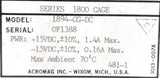Acromag 1894-CG-DC Series 1800 15-Slot Card Cage 15VDC 1.4A 70°C Ambient Max